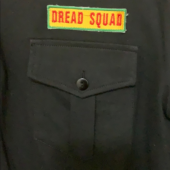 Dub Wise Rasta Cut and sew black polo shirt M - Picture 4 of 10